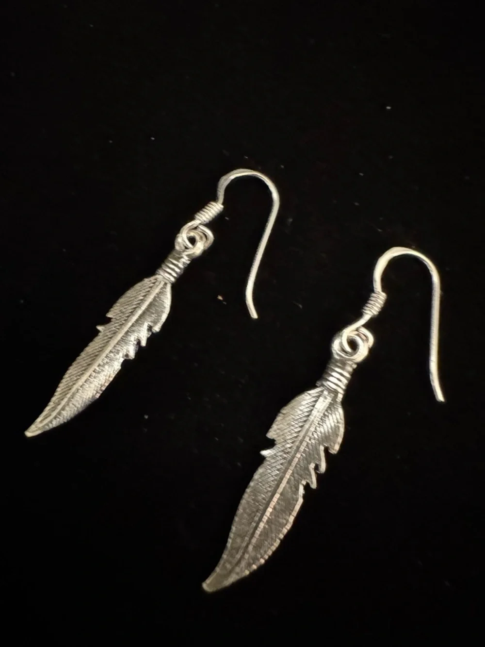 Sterling Silver Feather Drop Earrings - Women Jewelry